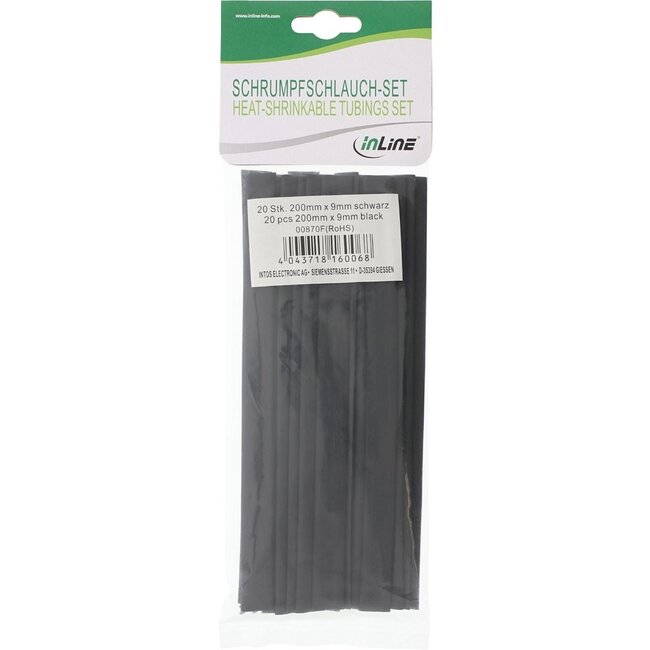 Schrumpfschlauch 200mm - 9mm auf 4,5mm - 20 Stück / Schwarz
