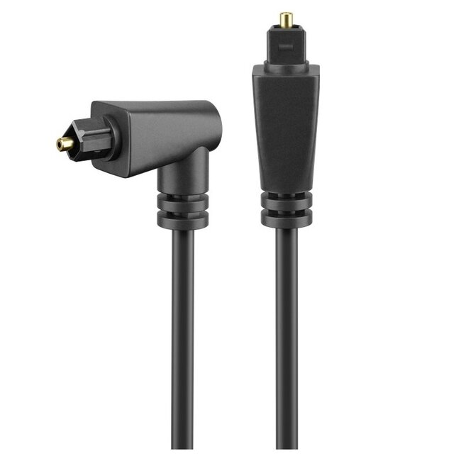 Digitale optische Toslink Audiokabel mit Winkelstecker und drehbarem Kopf - 4mm / Schwarz - 1 Meter