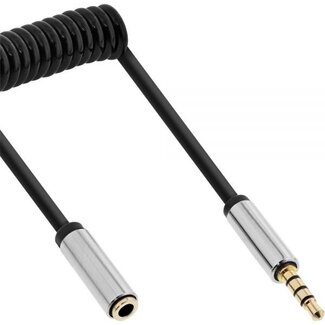 InLine Premium 3,5mm 4-poliges Audio Spiralkabel Verlängerung - 2 Meter