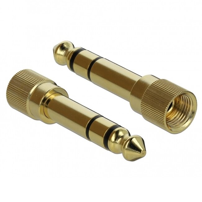 Premium 3,5mm Stereo Audio Verlängerungskabel mit Schraubadapter 6,35mm / Schwarz - 0,50 m