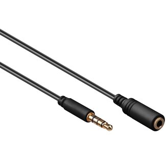 Goobay 3,5mm 4-poliges Slim Audio Verlängerungskabel AWG28 / Schwarz - 0,50 m