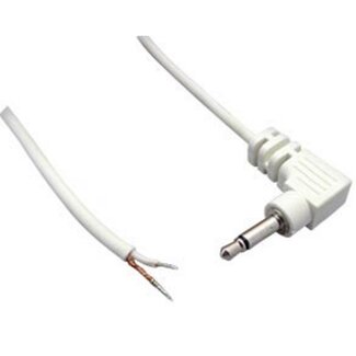BKL 3,5mm Klinkenstecker (m) rechtwinklig Mono Audiokabel offen / weiß - 1,8 m