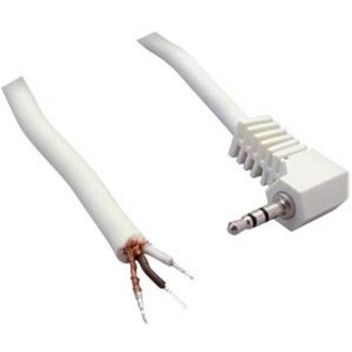 BKL 2,5mm Klinkenstecker (m) Winkel Stereo Audiokabel offen / Weiß - 1,8m