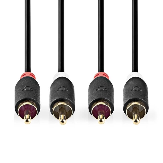 Nedis Tulp Stereo Audiokabel Schwarz - 3 Meter