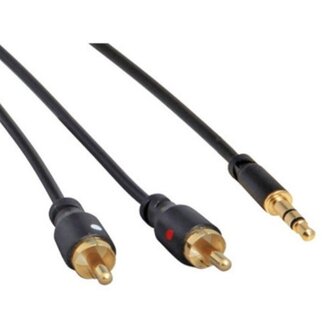 S-Impuls 3,5mm Klinke auf Cinch Stereo Audiokabel Slim Schwarz 1,5m