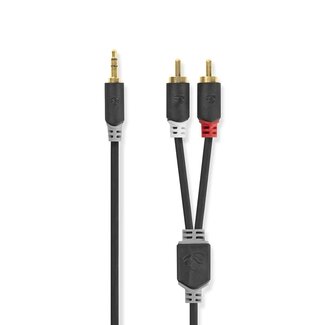 Nedis Nedis 3,5mm Klinke auf Cinch Stereo Audiokabel Schwarz 3 Meter