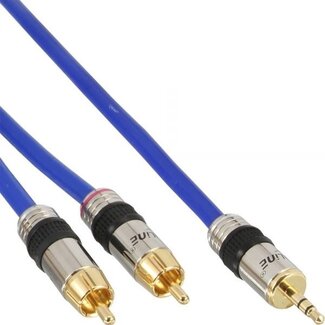 InLine Premium 3,5mm Klinke auf Cinch Stereo Audiokabel Blau 0,5m