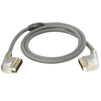 MaxTrack Großes High-End 21-poliges Scart-Kabel / Nylon - 1,5 Meter
