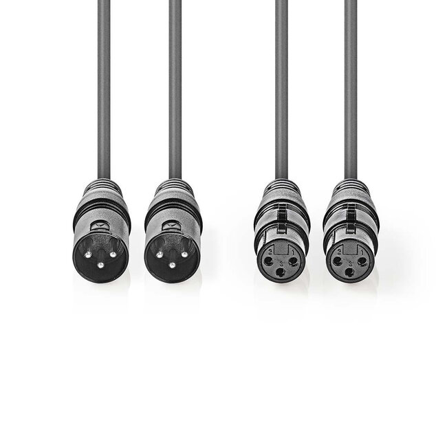 Nedis 2x XLR Stecker - 2x XLR Buchse Audiokabel - 3 Meter