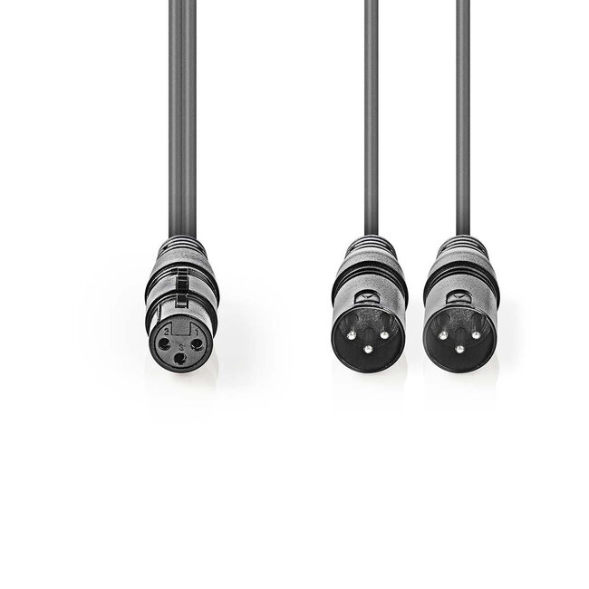 Nedis 1x XLR (w) - 2x XLR (m) Audiokabel 1,5 m