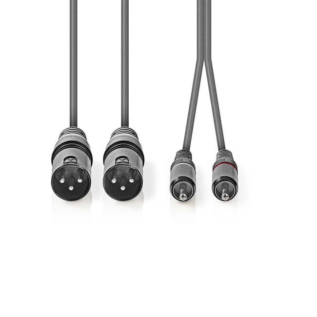 Nedis 2x XLR (m) - 2x RCA (m) Stereo Audiokabel - 3 Meter