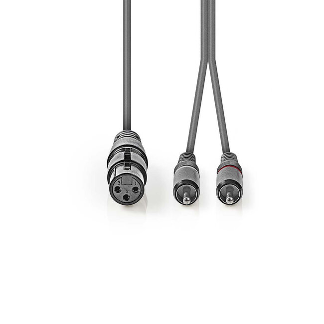 Nedis 1x XLR (w) - 2x RCA (m) Stereo Audiokabel - 1,5 Meter