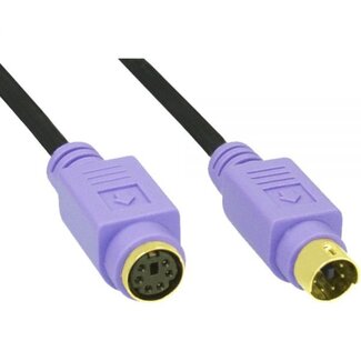 InLine Premium Mini DIN 6-pol PS/2 Datenverlängerungskabel Schwarz/Lila - 2 Meter