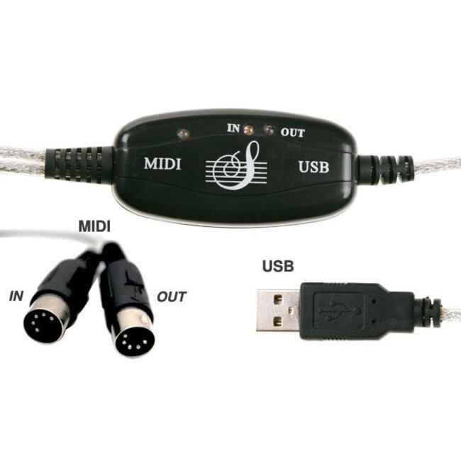 USB zu 2x DIN 5-pol MIDI Ein- und Ausgangskabel - 1,8 m