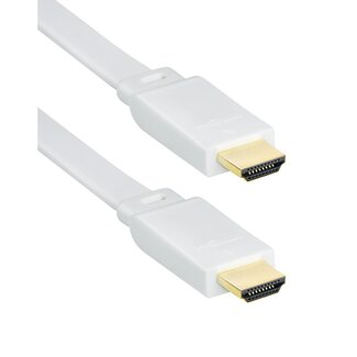 MaxTrack Flaches HDMI-Kabel Version 1.4 (4K 30Hz) Weiß - 0,5 m