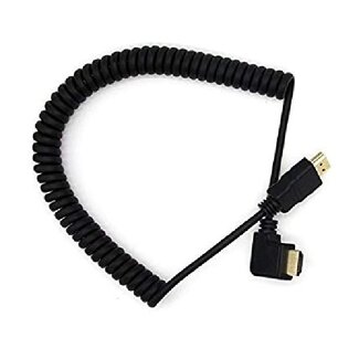 Coretek HDMI Spiralkabel 90° links abgewinkelt Version 1.4 (4K 30Hz) 2 Meter