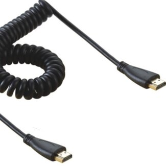 Coretek HDMI Spiralkabel Version 1.4 (4K 30Hz) Schwarz - 2 Meter