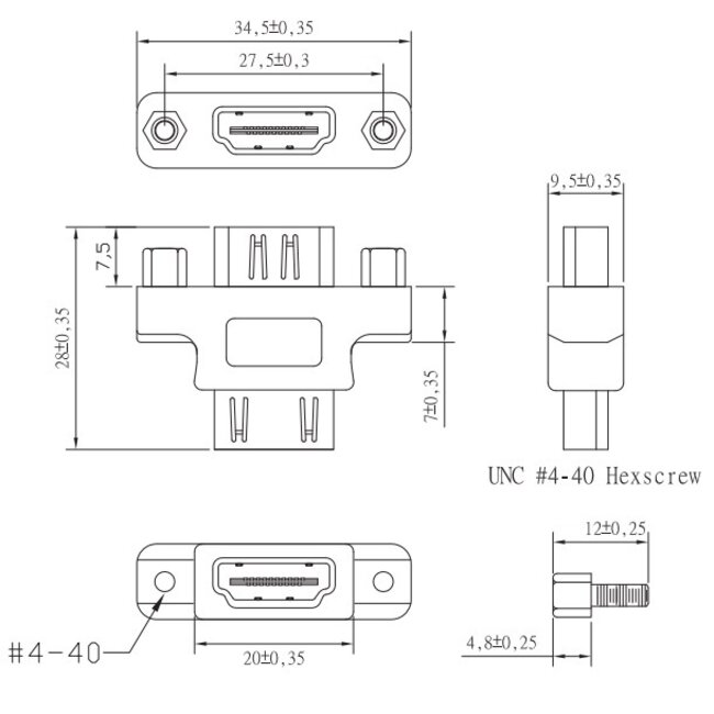 HDMI (m) - HDMI (m) Kupplung Einbau Version 1.4 (4K 30Hz)