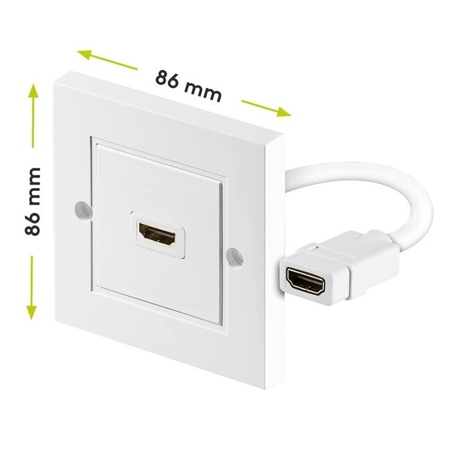 HDMI Einbaudose mit 1 Anschluss - Version 2.0 (4K 60Hz + HDR) - 0,10 m