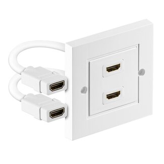Goobay HDMI Einbaudose mit 2 Anschlüssen - Version 2.0 (4K 60Hz + HDR) - 0,10 m