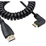 Mini HDMI-zu-HDMI Spiralkabel 90° links, Version 1.4 (4K 30Hz), 2 Meter