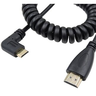Coretek Mini HDMI zu HDMI Spiralkabel 90° rechts abgewinkelt Version 1.4 (4K 30Hz) 2m