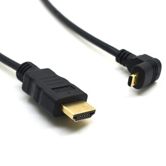 Coretek Micro HDMI-zu-HDMI Kabel 90° Abgewinkelt Nach Unten Version 1.4 (4K 30Hz) 0,30m