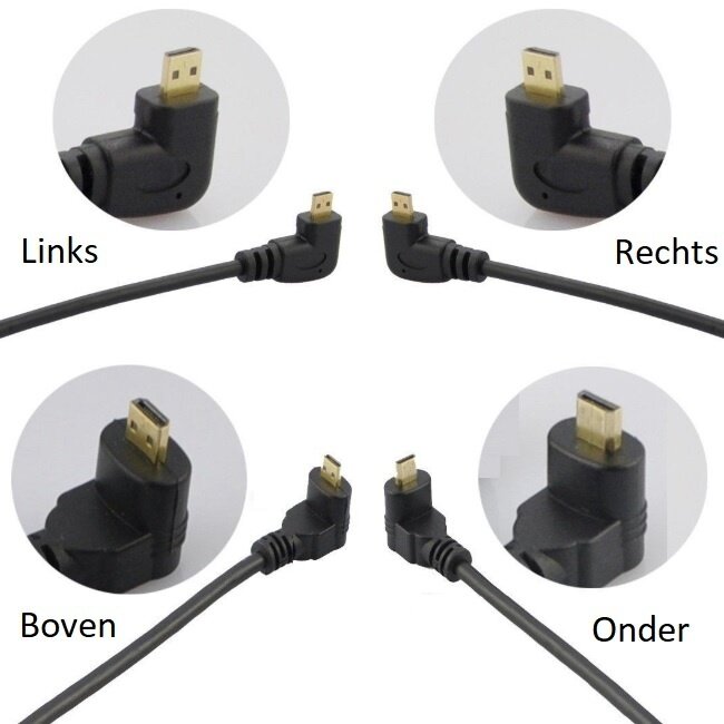 Micro HDMI-zu-HDMI Kabel 90° nach oben, Version 1.4 (4K 30Hz), 0,5 m