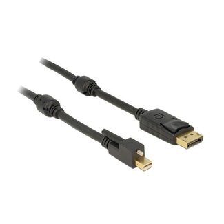 DeLOCK Mini DisplayPort (mit Schraube) - DisplayPort Kabel - Version 1.2 (4K 60 Hz) / Schwarz - 1 Meter