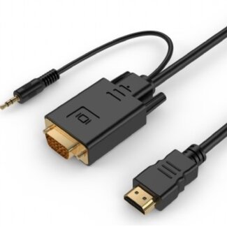 Cablexpert HDMI-auf-VGA-Kabel mit 3,5mm Klinke, 3m, Schwarz