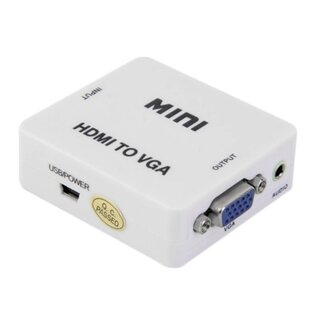 Coretek HDMI-auf-VGA-Adapter mit 3,5mm Klinke, Weiß