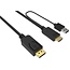 Aktives HDMI-zu-DisplayPort Kabel 2m - HDMI 1.4 / DP 1.2, 4K 30Hz, USB-A Stromversorgung, Schwarz