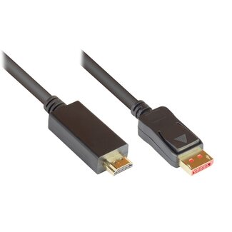 S-Impuls DisplayPort-auf-HDMI Kabel - DP 1.4 / HDMI 2.0 (4K 60Hz + HDR) - Schwarz - 3 Meter