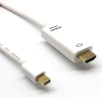 Dolphix Mini DisplayPort 1.2 auf HDMI 1.4 Kabel (4K 30 Hz) Weiß - 1,8 m