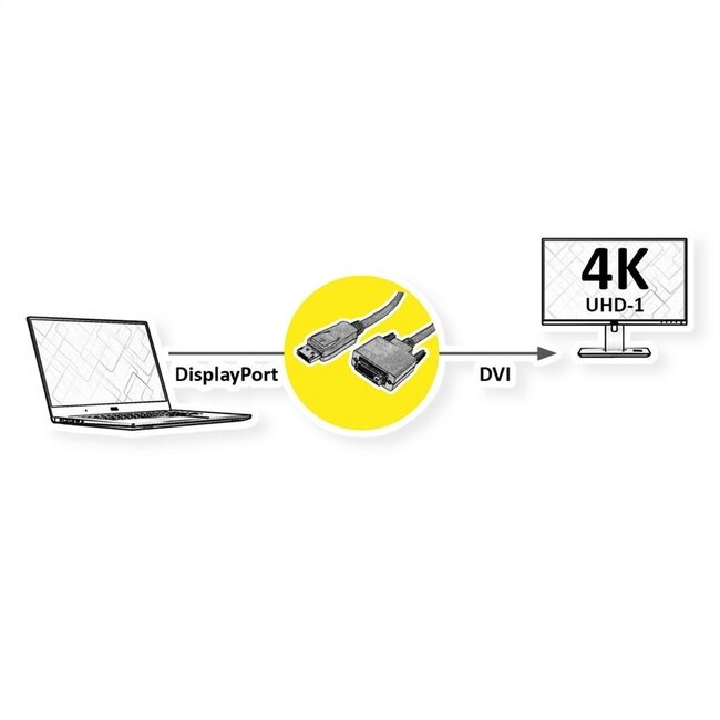 Premium DisplayPort-zu-DVI-Kabel - DP 1.2a (4K 30Hz) / Weiß - 2 Meter