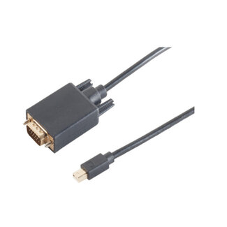 S-Impuls Mini DisplayPort 1.2 auf VGA Kabel Schwarz - 5 Meter