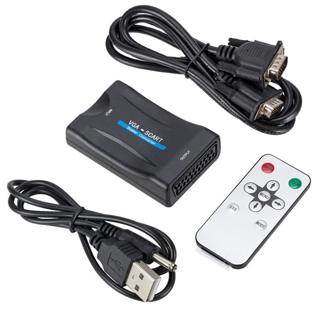 VGA + 3,5mm Klinke zu Scart Audio Video Konverter / Schwarz