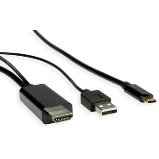 Roline USB-C auf HDMI 4K 60Hz & USB-A Kabel / Schwarz - 1 Meter