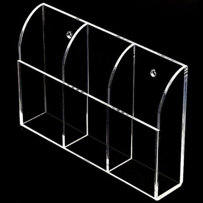 Fernbedienungshalter mit 3 Fächern, transparent