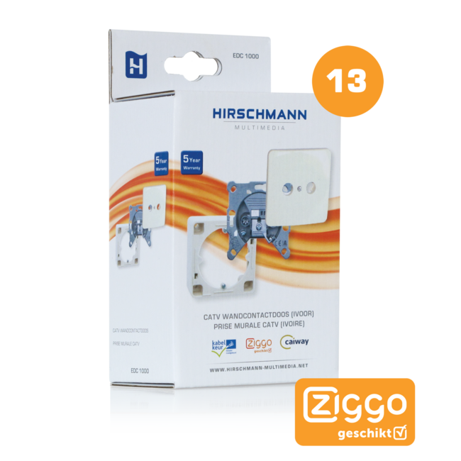 Hirschmann Wandsteckdose EDC 1000 E SHOP Komplett / KabelKeur & Ziggo geeignet