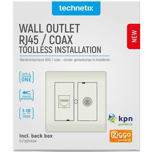 Technetix RJ45/Koax Wanddose CLICK-50 SHOP / Ziggo & KPN geeignet
