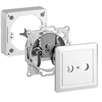 Goobay Wandsteckdose R/TV mit Aufbaurahmen und Abdeckplatte (CE) / Weiß