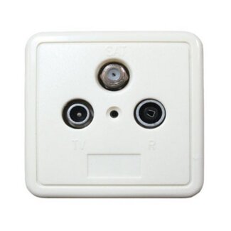 S-Impuls Satelliten-Wandsteckdose R/TV/SAT mit Aufbaurahmen und Abdeckplatte (CE) / Weiß