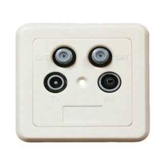 S-Impuls Satelliten-Wandsteckdose R/TV/SAT mit Aufbaurahmen und Abdeckplatte (CE) / Elfenbein