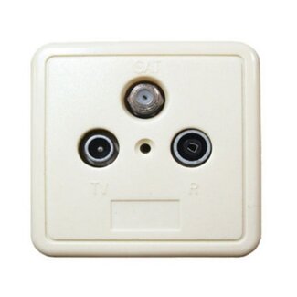 S-Impuls Satelliten-Durchgangsdose R/TV/SAT 10 dB mit Aufputzrahmen und Abdeckplatte (CE) / Elfenbein