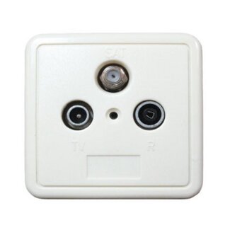 S-Impuls Satelliten-Durchgangsdose R/TV/SAT 10 dB mit Aufputzrahmen und Abdeckplatte (CE) / weiß