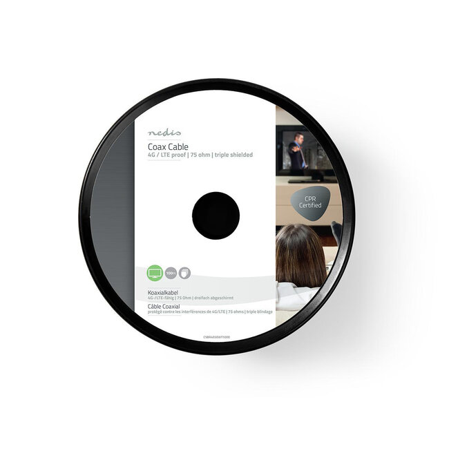 Nedis 4G/LTE-fester Koaxialkabel auf Rolle innen weiß - 100 Meter