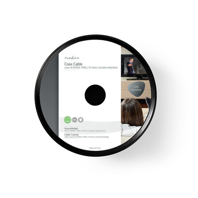 Nedis Mini Koax Innenkabel auf Rolle Weiß - 100 Meter