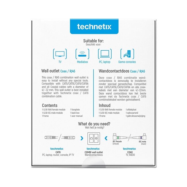 Technetix RJ45/Koax Wanddose CLICK-50 SHOP / Ziggo & KPN geeignet