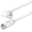 F-Stecker gerade - F-Stecker rechtwinklig Koaxialkabel weiß - 5 Meter